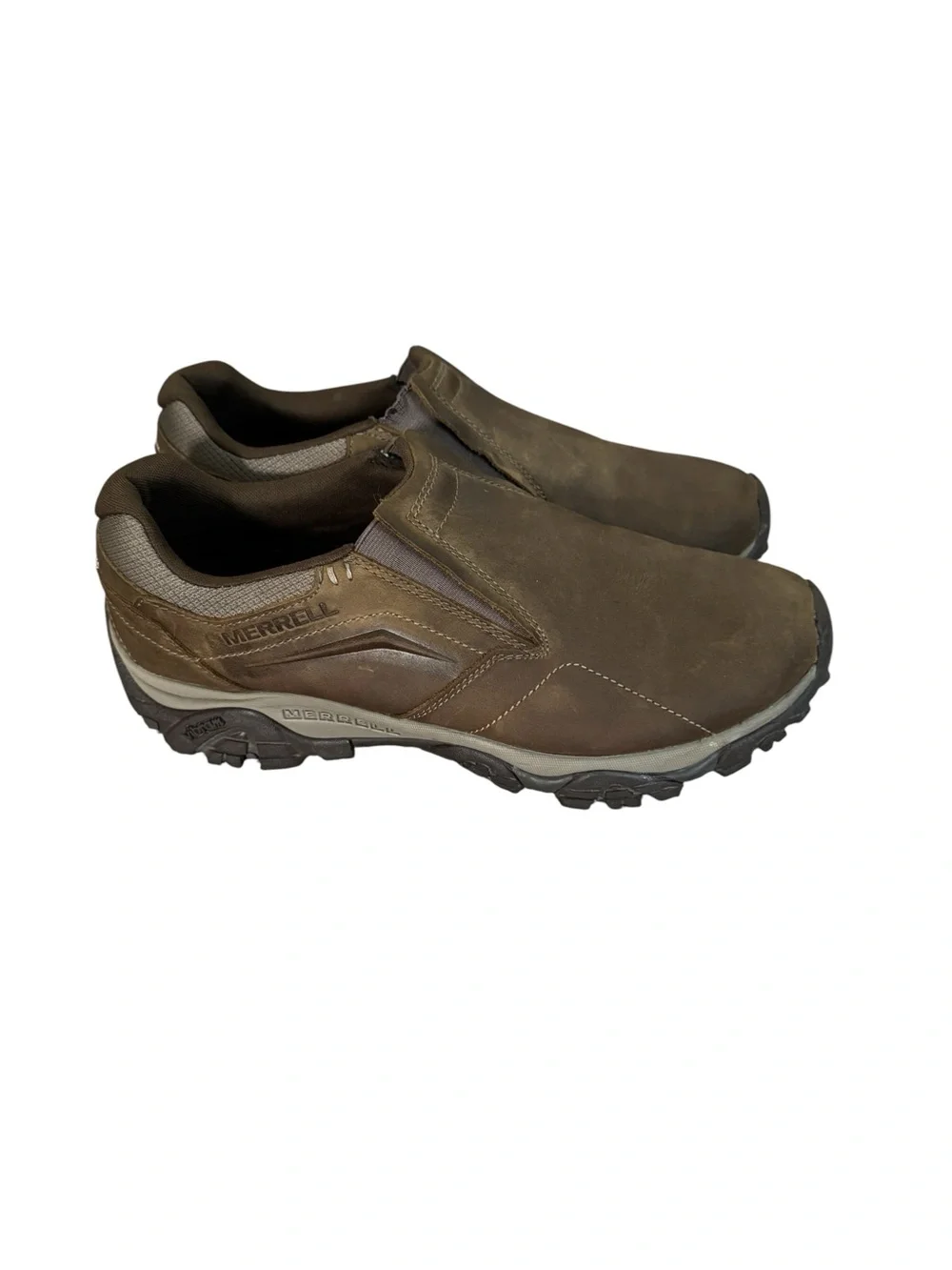 Merrell Men's Moab adventure moc Slip-On full grain Leather casual Shoes size 12